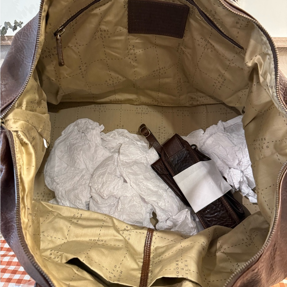NEW Moor and Giles Benedict Weekend Bag in Titan Milled Brown - Picture 8 of 16